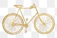 Gold bicycle png sticker, vehicle aesthetic illustration, transparent background