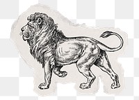 Lion png sticker, ripped paper, animal illustration, transparent background