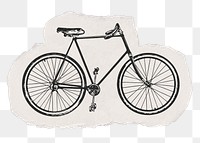 Bicycle png sticker, ripped paper, vehicle illustration, transparent background