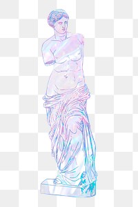 Greek statue png sticker, aesthetic holographic illustration, transparent background