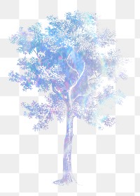 Tree png sticker, aesthetic holographic illustration, transparent background