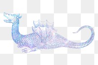 Dragon png sticker, aesthetic holographic illustration, transparent background