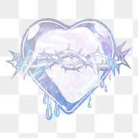 Sacred heart png sticker, aesthetic holographic illustration, transparent background