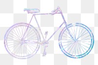 Bicycle png sticker, aesthetic holographic illustration, transparent background