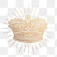 Royal crown png sticker, aesthetic gold illustration, transparent background