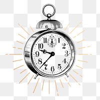 Alarm clock png sticker, vintage object illustration, transparent background