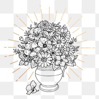 Flower vase png sticker, vintage decoration illustration, transparent background