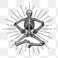 Human skeleton png sticker, vintage goth illustration, transparent background