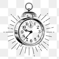 Alarm clock png sticker, vintage object illustration, transparent background