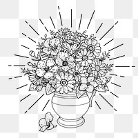 Flower vase png sticker, vintage decoration illustration, transparent background