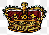 Royal crown png sticker, vintage illustration, transparent background