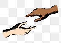 Helping hands png sticker, cultural unity illustration, transparent background