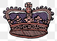 Royal crown png sticker, aesthetic, vintage illustration, transparent background