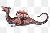 Dragon png sticker, mythical creature aesthetic, vintage illustration, transparent background
