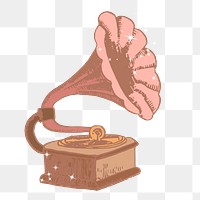 Gramophone png sticker, sparkly aesthetic illustration, transparent background