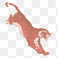 Tiger png sticker, animal sparkly aesthetic illustration, transparent background