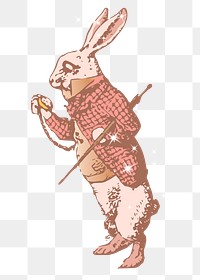 White Rabbit png sticker, sparkly aesthetic illustration, transparent background