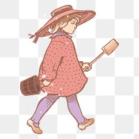 Little girl png sticker, Victorian era sparkly aesthetic illustration, transparent background