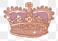 Purple crown png sticker, sparkly aesthetic illustration, transparent background