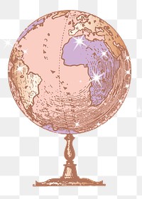 Globe png sticker, education sparkly aesthetic illustration, transparent background