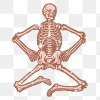 Skeleton png sticker, Halloween sparkly aesthetic illustration, transparent background