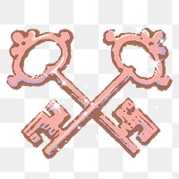 crossed keys png sticker, sparkly aesthetic illustration, transparent background