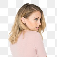 Blonde woman png clipart, side profile, transparent background