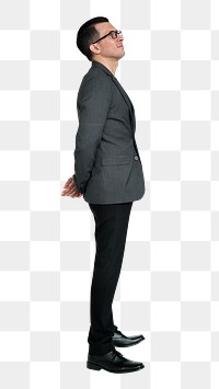 Businessman png clipart, full length, side view, transparent background