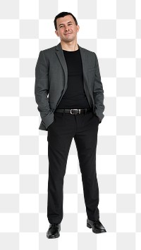 Businessman png clipart, full body portrait, transparent background