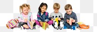 Study group png sticker, little kids, transparent background