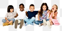 Children sitting together png sticker, transparent background