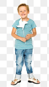 Png boy holding windmill clipart, transparent background