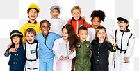 Cheerful kids png sticker, wearing costumes, dream job, transparent background