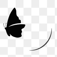 Butterfly png logo badge, black color, aesthetic flat design
