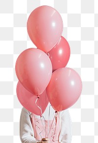 Woman with a pastel pink balloons set
