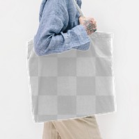 Tote bag PNG mockup reusable eco-friendly shopping bag