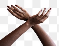 Two hands crossing transparent png