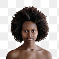 Beautiful naked black woman with afro hair transparent png