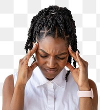Stressed woman touching her head transparent png