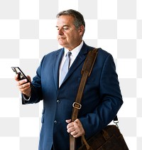 Closeup of a businessman using his phone transparent png