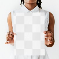 Paper PNG mockup, woman holding