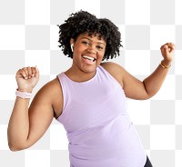 Cheerful woman dancing at the gym transparent png