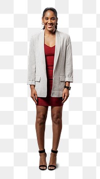 Happy woman in a blazer transparent png