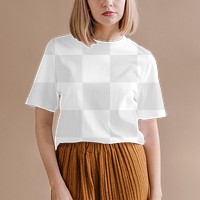 T-shirt PNG mockup women&rsquo;s apparel with brown skirt