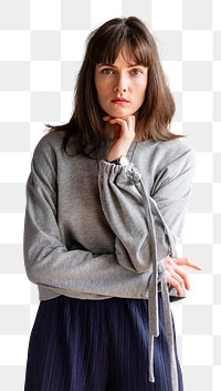 Woman in a gray long sleeve shirt mobile wallpaper transparent png