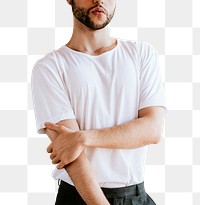Bearded man in a white tee transparent png