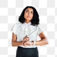 Businesswoman using a smartwatch device transparent png