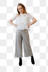Blonde woman in a white top transparent png