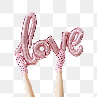 Love glossy pink foil balloon transparent png