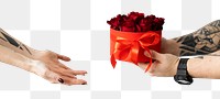 Boyfriend surprising his girlfriend with roses transparent png